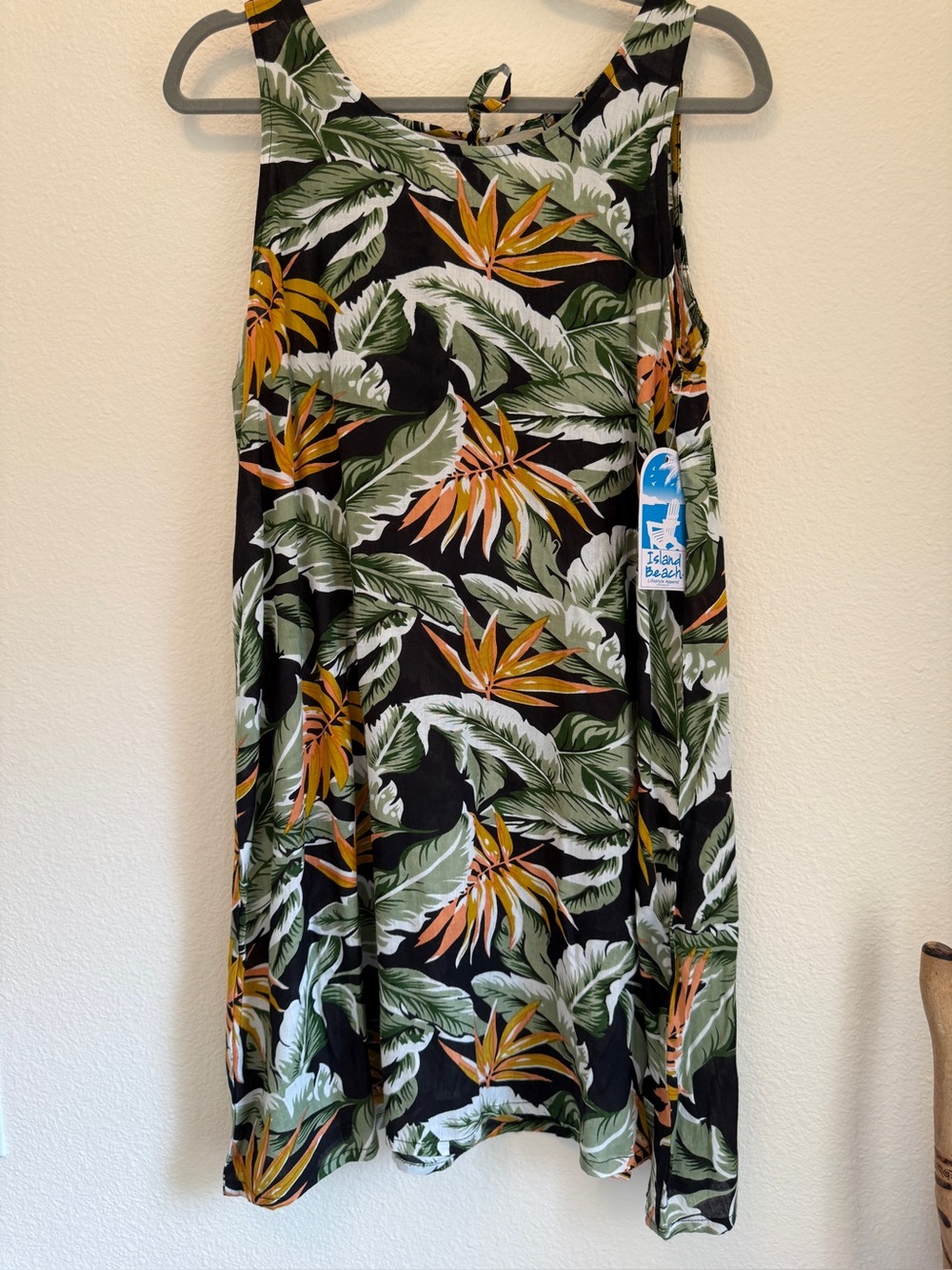 Island Beach Tropical Floral Rayon Sundress Swim Cover Up NWT Black Size S
